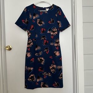 J. Crew Navy Floral Midi Dress